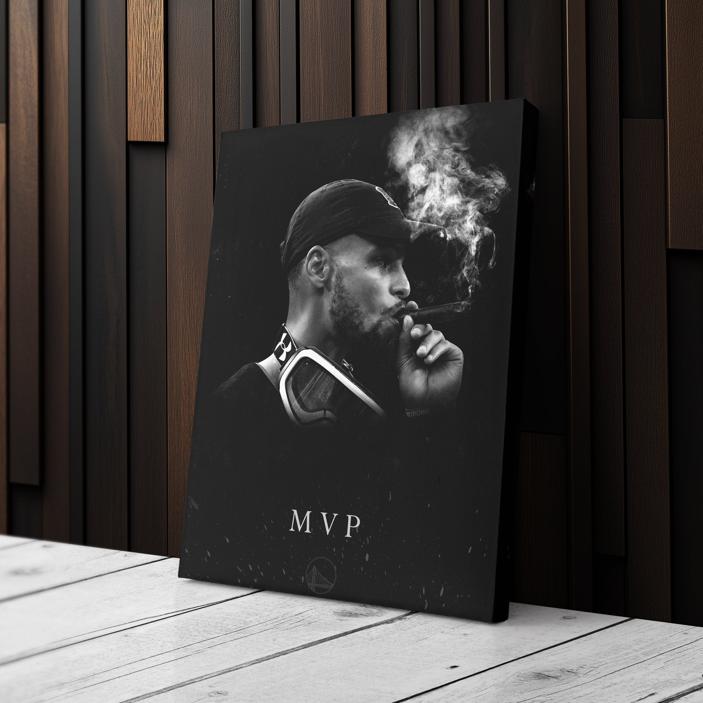Stephen Curry Cigar Canvas Wall Art – NBA Champion Sports Decor