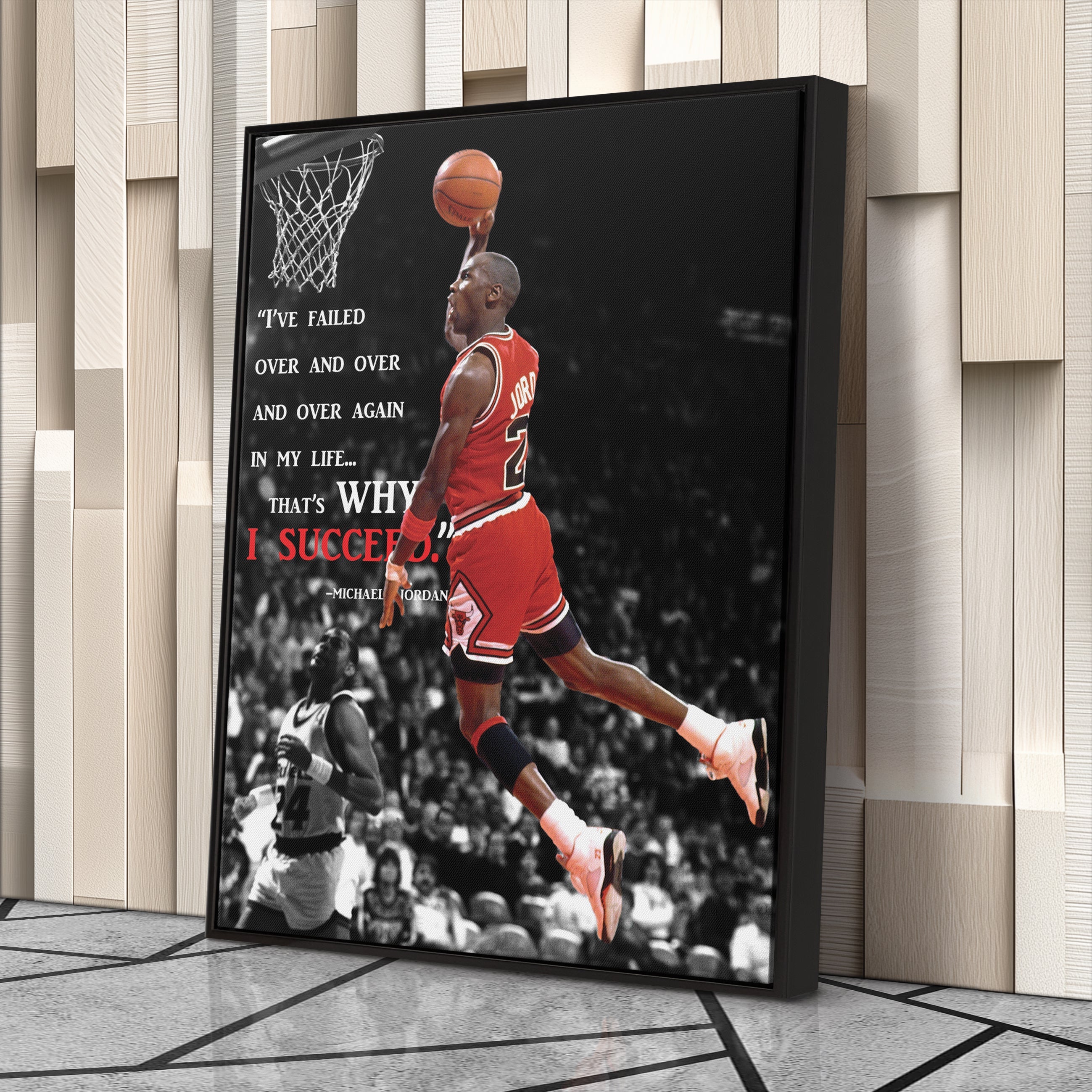 Michael Jordan Inspirational Quote Canvas Wall Art – Chicago Bulls Home Decor