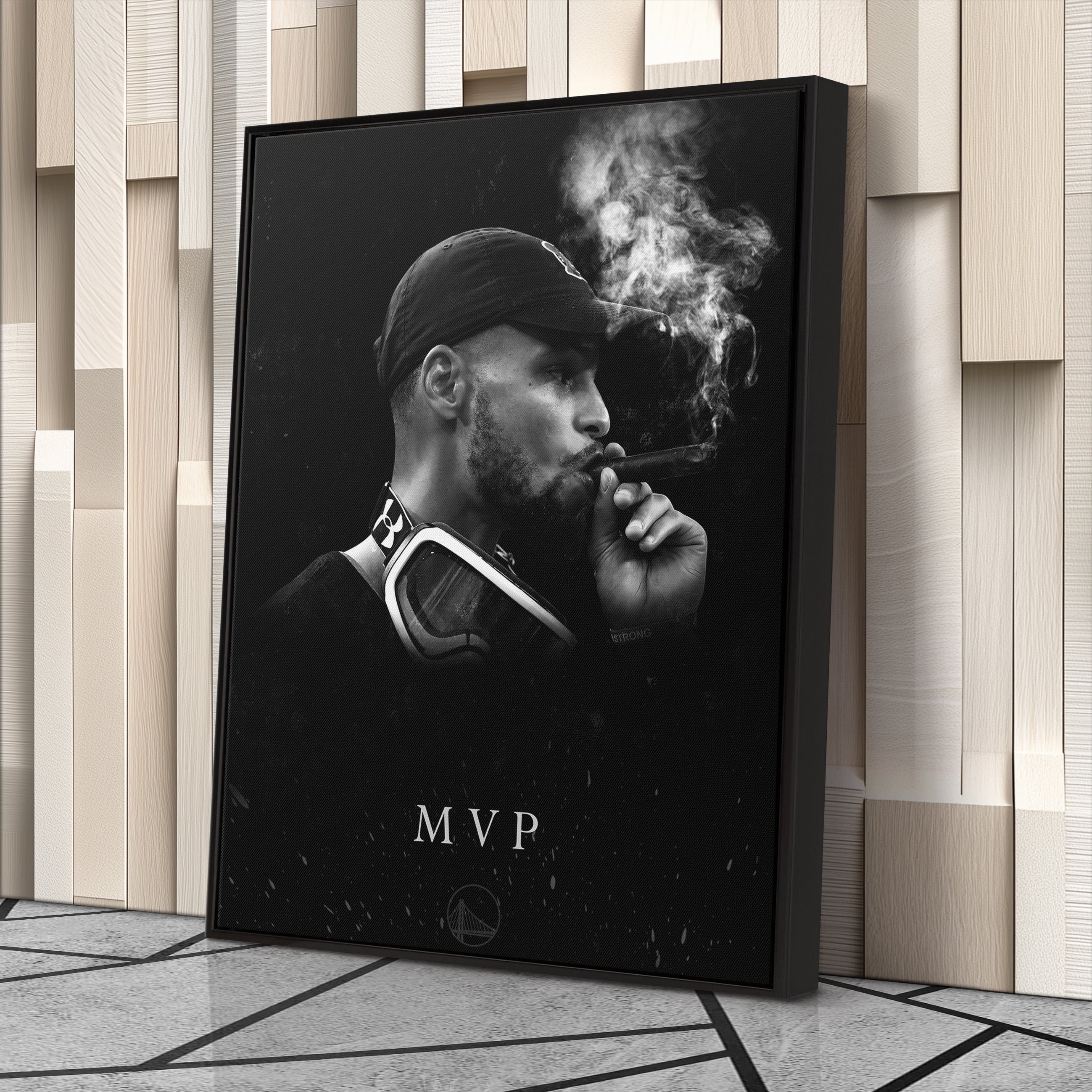 Stephen Curry Cigar Canvas Wall Art – NBA Champion Sports Decor
