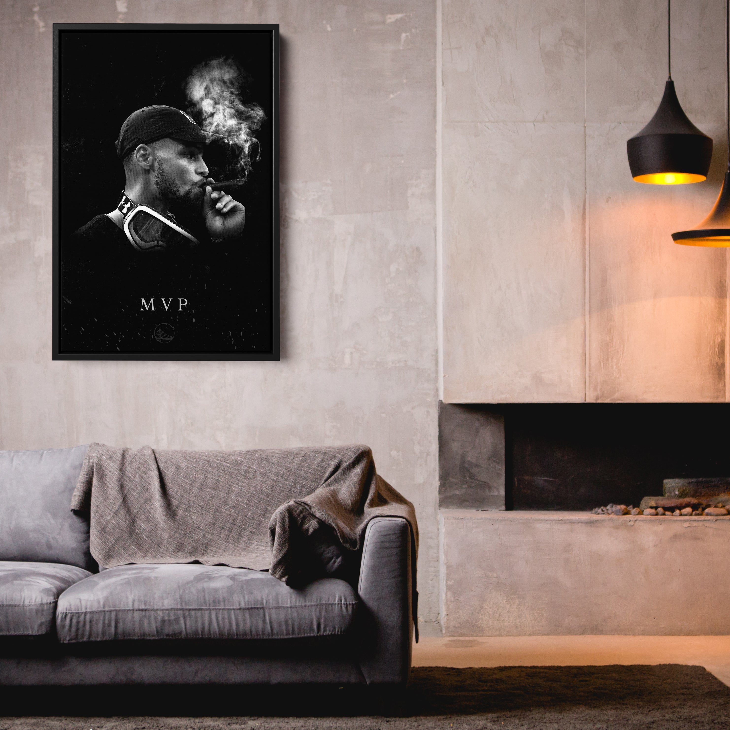 Stephen Curry Cigar Canvas Wall Art – NBA Champion Sports Decor