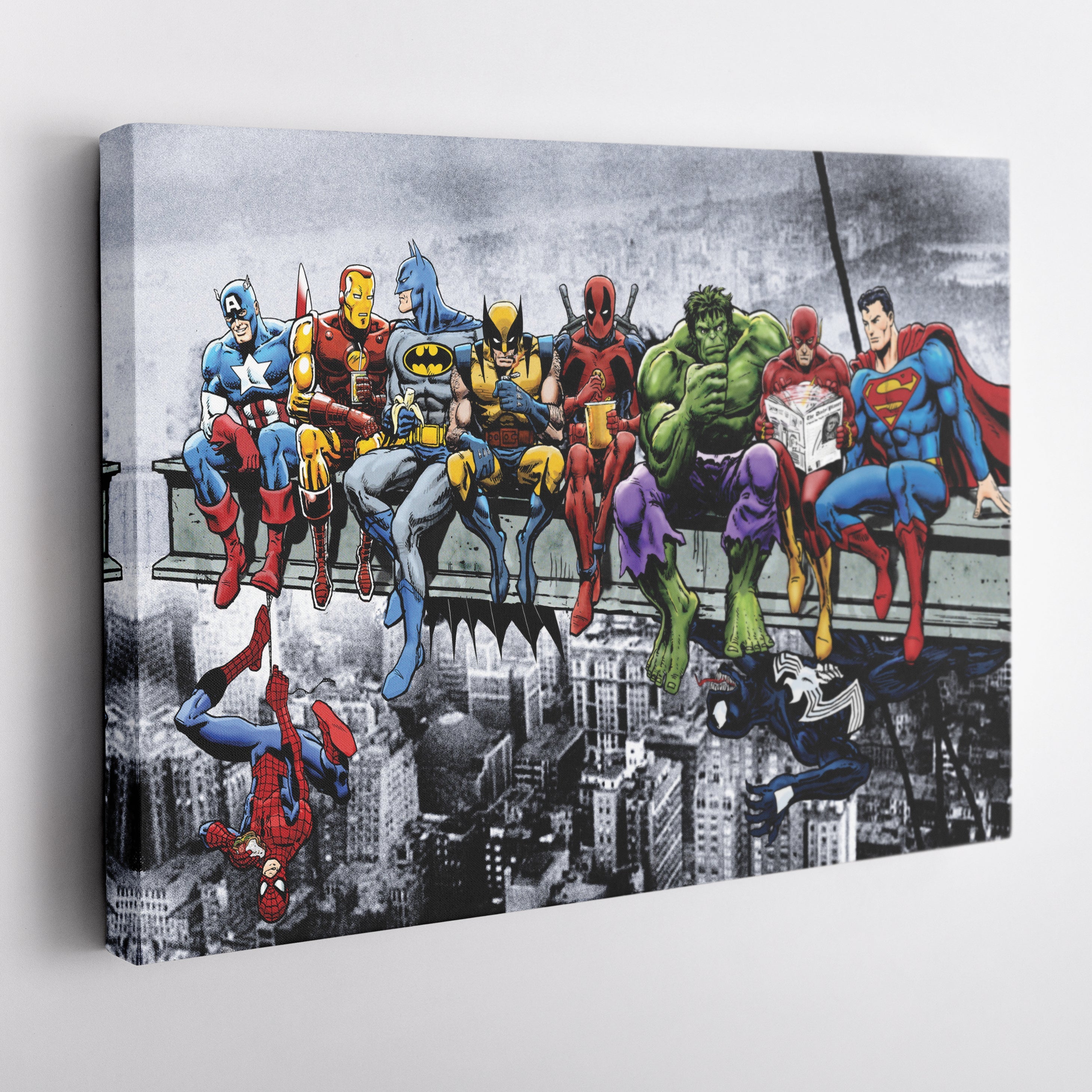 Superheroes Skyscraper Canvas Wall Art – Marvel & DC Kids Room Decor