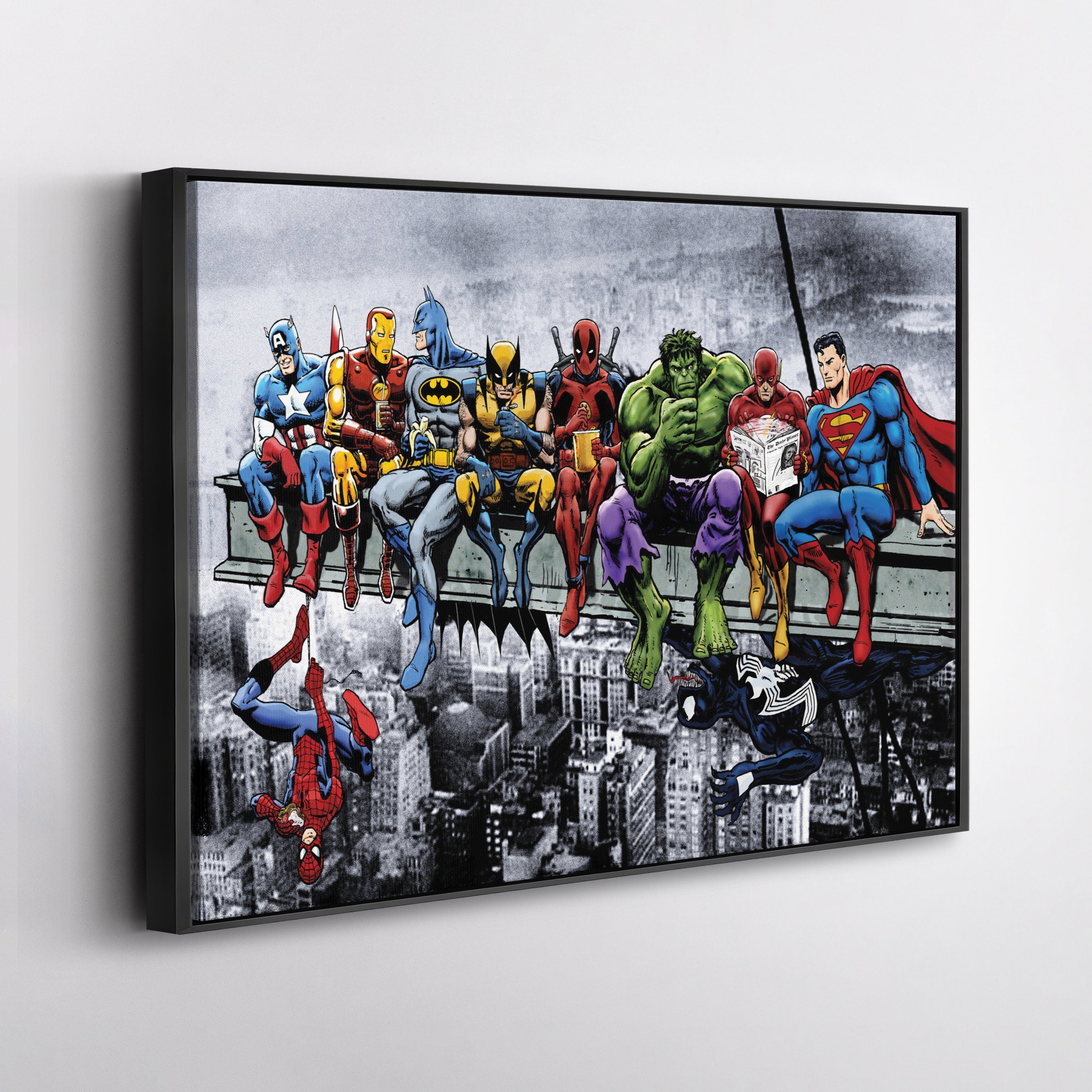 Superheroes Skyscraper Canvas Wall Art – Marvel & DC Kids Room Decor