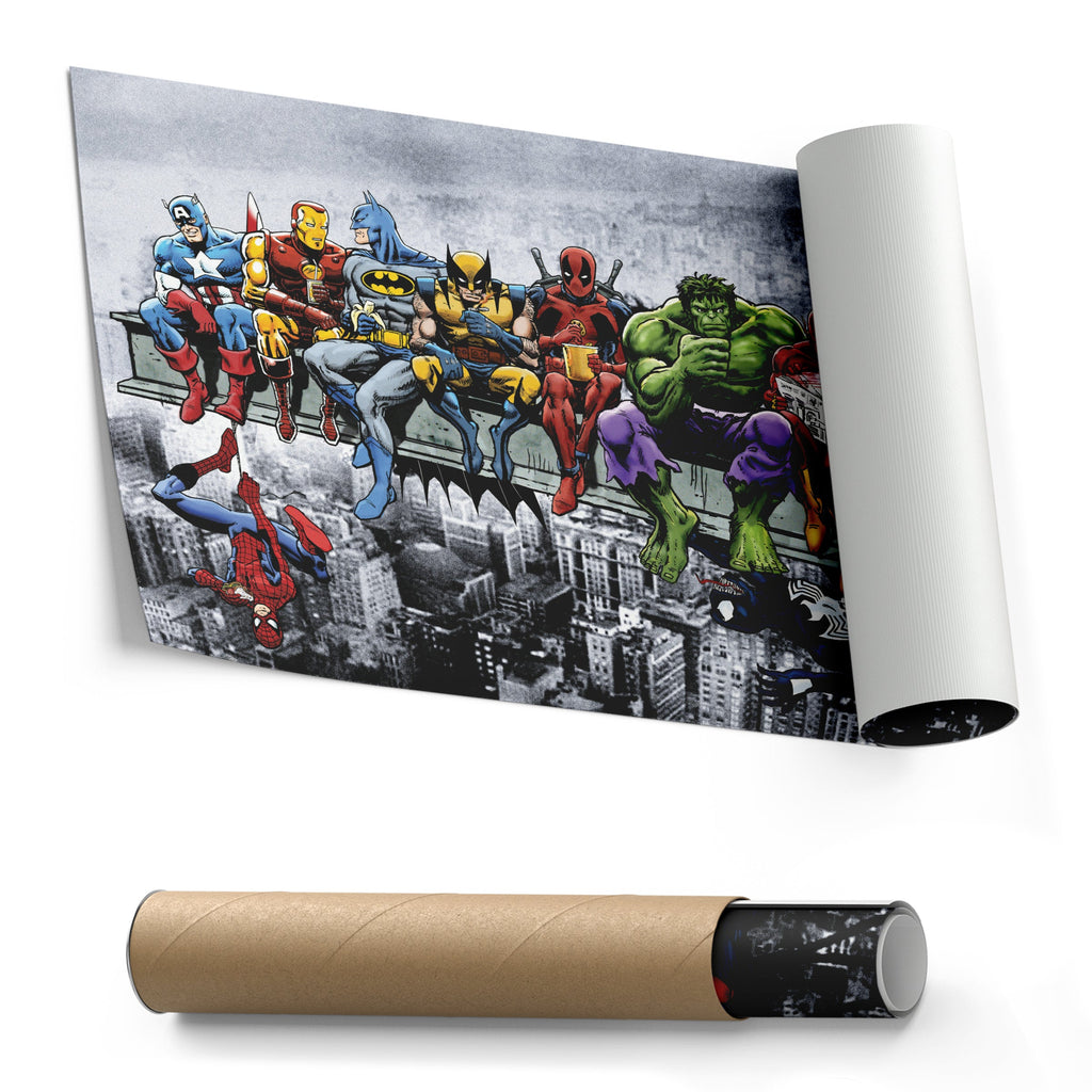 Superheroes Skyscraper Canvas Wall Art – Marvel & DC Kids Room Decor