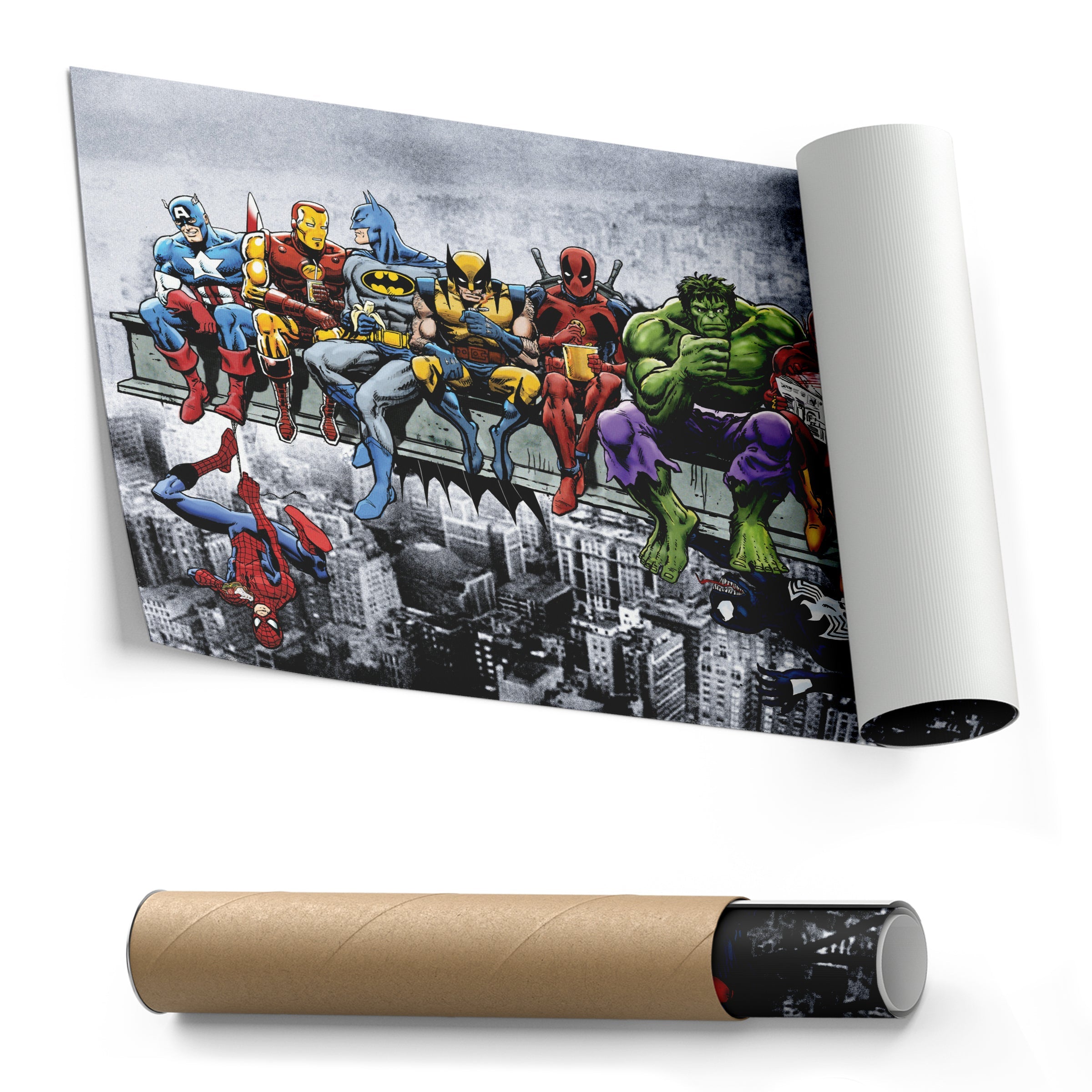 Superheroes Skyscraper Canvas Wall Art – Marvel & DC Kids Room Decor